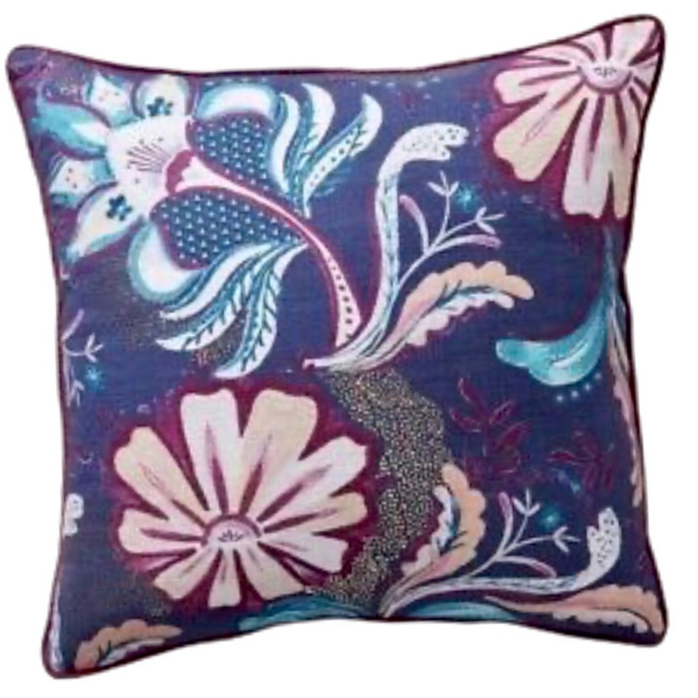 New Anthropologie Dianthe Blue Purple Decor Pillow - Picture 2 of 5